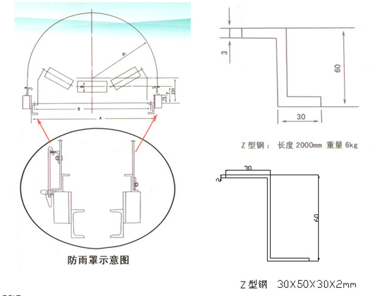 皮帶機防雨罩安裝示意圖